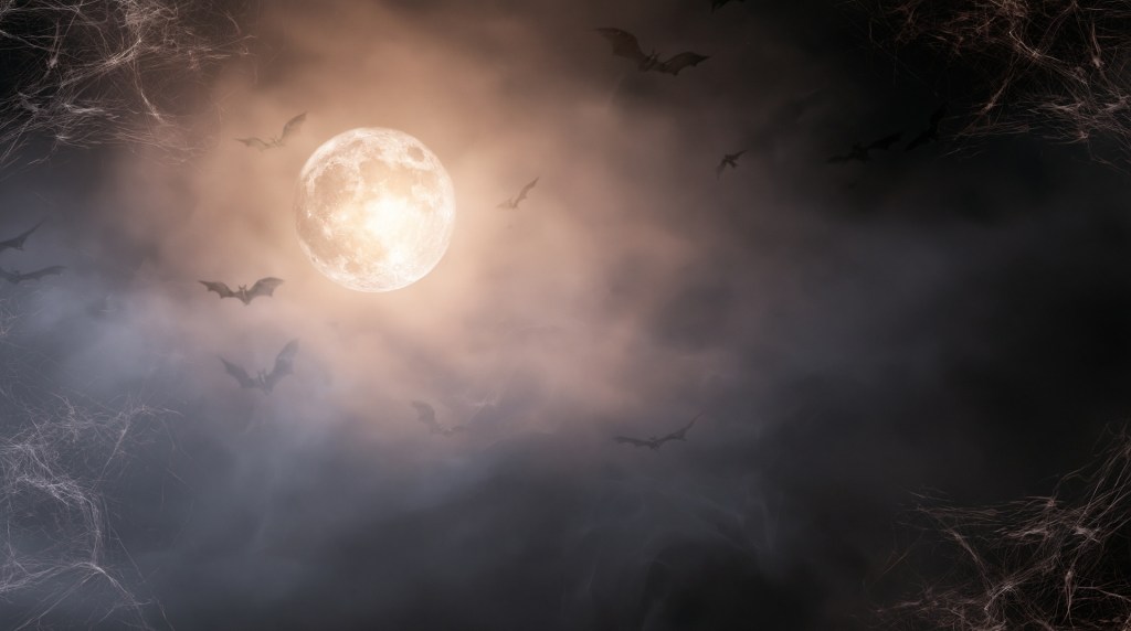 moon with bats; public domain image because I'm being lazy right now